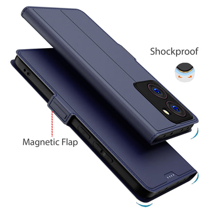 Kapa Noble Slim Magnetic Leather Flip Case Cover for Realme P3 Ultra | Card Holder Stand Flip Wallet Case (Blue)