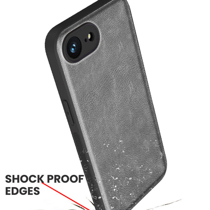 Kapa Tux Leather Back Cover for Apple iPhone 16E | Slim Shockproof Camera Protection Bumper Case (Grey) - Mobizang