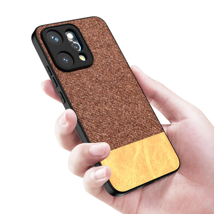 Kapa Soft Fabric & Leather Hybrid Protective Back Cover for Oppo Reno 14 PRO 5G | Shockproof Slim Hard Anti Slip Back Case (Brown) - Mobizang
