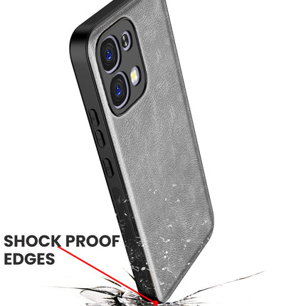 Kapa Tux Leather Back Cover for Oppo F31 5G | Slim Shockproof Camera Protection Bumper Case (Grey) - Mobizang