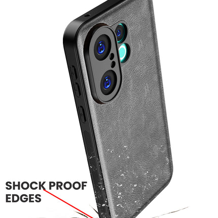 Kapa Tux Leather Back Cover for Vivo X200 FE 5G | Slim Shockproof Camera Protection Bumper Case (Grey) - Mobizang
