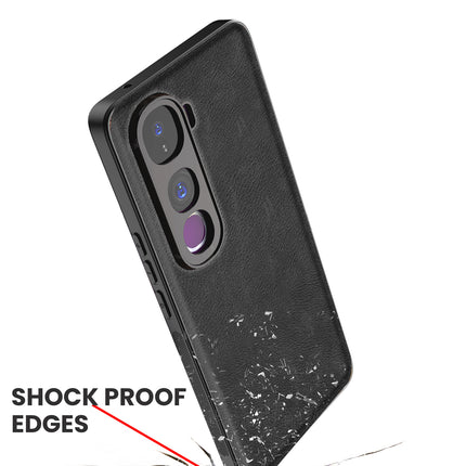 Kapa Tux Leather Back Cover for Vivo Y400 Pro 5G | Slim Shockproof Camera Protection Bumper Case (Black) - Mobizang