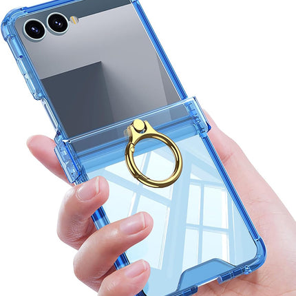 Kapa Clear Airbag Ring Back Case for Samsung Galaxy Flip7 / Z Flip 7 | Transparent Shockproof Slim Hard Protective Cover (Blue)