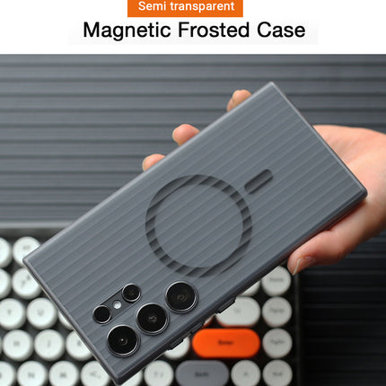 Kapa Matte Magnetic Wave Grip Back Cover for Samsung Galaxy S24 Ultra | [MagSafe Compatible] Wireless charging, Slim, Metal Buttons, Frosted Back Case (Grey)