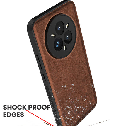 Kapa Tux Leather Back Cover for Realme 14 Pro 5G | Slim Shockproof Camera Protection Bumper Case (Brown)