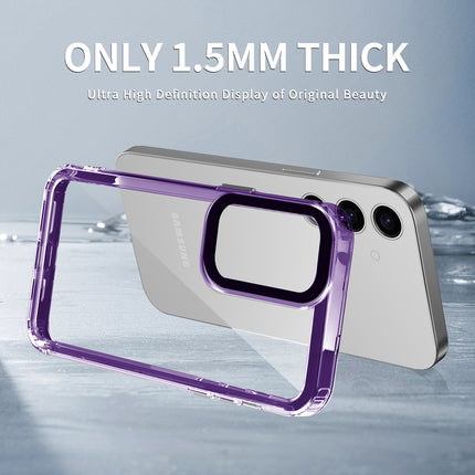 Kapa Warrior Acrylic Clear Back Cover For Samsung Galaxy S25 Plus | Slim Shockproof [Military Grade Protection] Hybrid Bumper Case (Purple Sides)