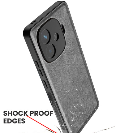 Kapa Tux Leather Back Cover for iQoo Neo 10R | Slim Shockproof Camera Protection Bumper Case (Grey)