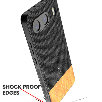 Kapa Soft Fabric & Leather Hybrid Protective Back Cover for OnePlus Nord 4 | Shockproof Slim Hard Anti Slip Back Case (Black,Brown)