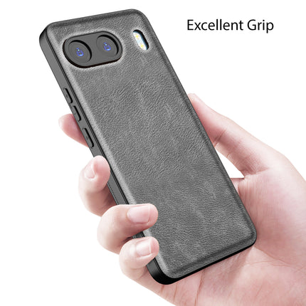 Kapa Tux Leather Back Cover for OnePlus Nord 4 | Slim Shockproof Camera Protection Bumper Case (Grey)
