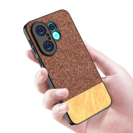 Kapa Soft Fabric & Leather Hybrid Protective Back Cover for Vivo X200 FE 5G | Shockproof Slim Hard Anti Slip Back Case (Brown) - Mobizang