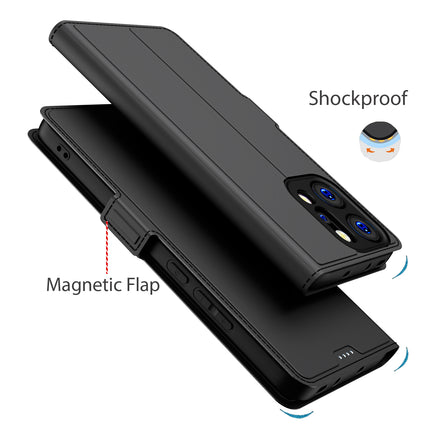 Kapa Noble Slim Magnetic Leather Flip Case Cover for Oppo Reno 14 PRO 5G | Card Holder Stand Flip Wallet Case (Black)