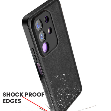 Kapa Tux Leather Back Cover for Iqoo Z10x 5G / Vivo T4x 5G | Slim Shockproof Camera Protection Bumper Case (Black)