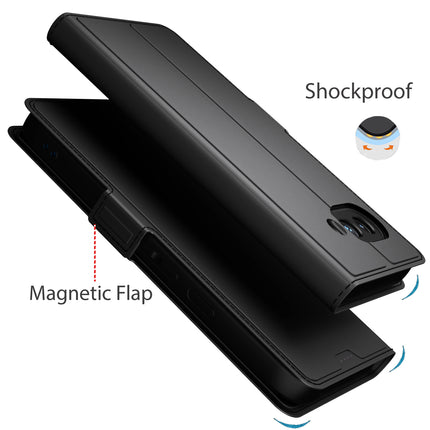 Kapa Noble Slim Magnetic Leather Flip Case Cover for Google Pixel 9A | Card Holder Stand Flip Wallet Case (Black) - Mobizang