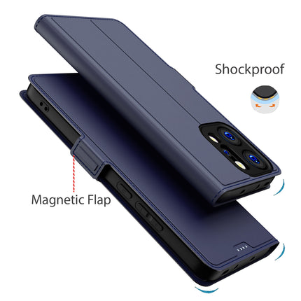 Kapa Noble Slim Magnetic Leather Flip Case Cover for Oppo Reno 14 PRO 5G | Card Holder Stand Flip Wallet Case (Blue)