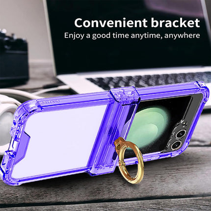 Kapa Clear Airbag Ring Back Case for Samsung Galaxy Flip6 / Z Flip 6 | Transparent Shockproof Slim Hard Protective Cover (Purple)