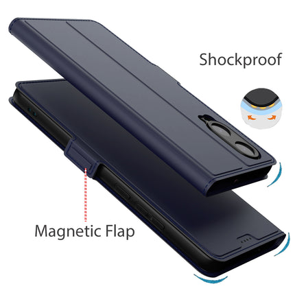 Kapa Noble Slim Magnetic Leather Flip Case Cover for OnePlus Nord CE 4 Lite | Card Holder Stand Flip Wallet Case (Blue) - Mobizang