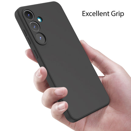 Kapa Matte Protective Lens Flexible Back Cover for Samsung Galaxy S25 Plus | Slim Silicone with Soft Lining Shockproof Full Body Bumper Case (Black) - Mobizang