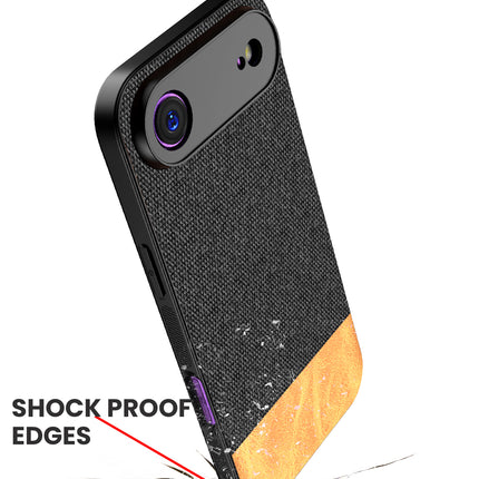 Kapa Soft Fabric & Leather Hybrid Protective Back Cover for Apple iPhone 17 Air | Shockproof Slim Hard Anti Slip Back Case (Black,Brown)