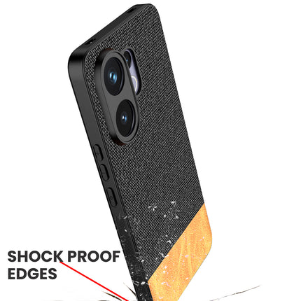 Kapa Soft Fabric & Leather Hybrid Protective Back Cover for Vivo V60 / V60e / Vivo T4 Pro 5G | Shockproof Slim Hard Anti Slip Back Case (Black,Brown)