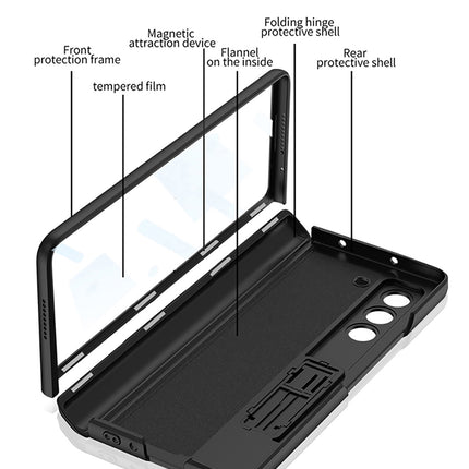 Kapa Magnetic Hinge with Inbuilt Stand Case for Samsung Galaxy Z Fold 7 | Shockproof Stand Hybrid Bumper Back Cover (Black) - Mobizang