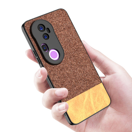 Kapa Soft Fabric & Leather Hybrid Protective Back Cover for Vivo T4 Ultra 5G | Shockproof Slim Hard Anti Slip Back Case (Brown)