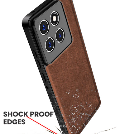 Kapa Tux Leather Back Cover for Moto Edge 60 Pro | Slim Shockproof Camera Protection Bumper Case (Brown) - Mobizang