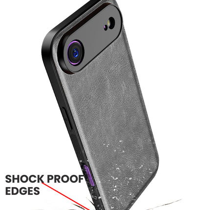 Kapa Tux Leather Back Cover for Apple iPhone 17 Air | Slim Shockproof Camera Protection Bumper Case (Grey) - Mobizang