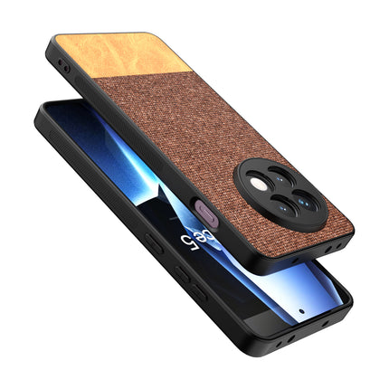Kapa Soft Fabric & Leather Hybrid Protective Back Cover for OnePlus 13R | Shockproof Slim Hard Anti Slip Back Case (Brown)