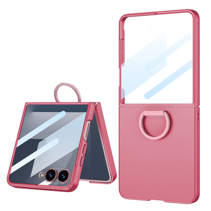 Kapa Ultra Thin PC + D Ring Back Case for Samsung Galaxy Flip7 / Z Flip 7 |with [Inbuilt Glass] Shockproof Slim Hard Protective Cover (Red)