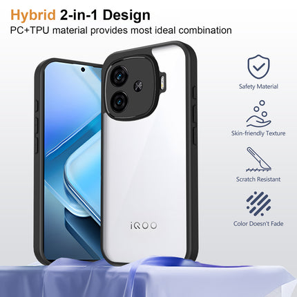 Kapa Hawkeye Clear Back Cover for iQoo Neo 10R | Camera Lens Protector Shockproof Slim Clear Case Cover (Black Sides)