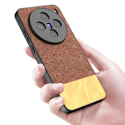 Kapa Soft Fabric & Leather Hybrid Protective Back Cover for Vivo X200 (5G) | Shockproof Slim Hard Anti Slip Back Case (Brown) - Mobizang