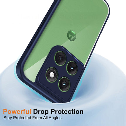 Kapa Hawkeye Clear Slim Tough Back Cover for Moto Edge 70 | Camera Lens Protector Anti Yellow Shockproof Clear Hybrid Case Cover (Blue)