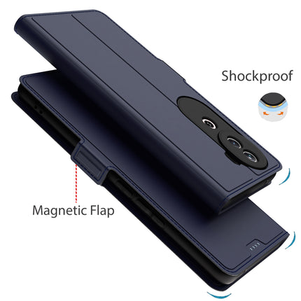 Kapa Noble Slim Magnetic Leather Flip Case Cover for Vivo V40E / IQOO Z9S | Card Holder Stand Flip Wallet Case (Blue)