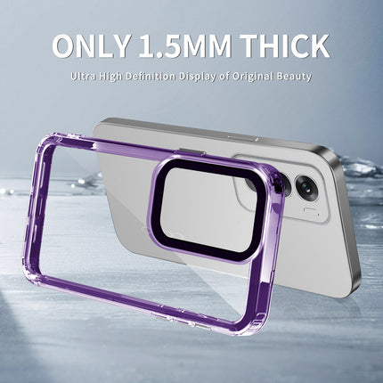 Kapa Warrior Acrylic Clear Back Cover For Oppo Reno 12 (5G) | Slim Shockproof [Military Grade Protection] Hybrid Bumper Case (Purple Sides) - Mobizang