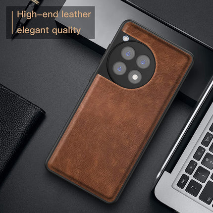 Kapa Tux Leather Back Cover for Oneplus 12R | Slim Shockproof Camera Protection Bumper Case (Brown) - Mobizang