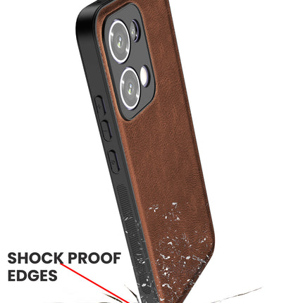 Kapa Tux Leather Back Cover for Oppo Reno 13 5G | Slim Shockproof Camera Protection Bumper Case (Brown)