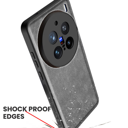 Kapa Tux Leather Back Cover for Vivo X200 Pro (5G) | Slim Shockproof Camera Protection Bumper Case (Grey) - Mobizang