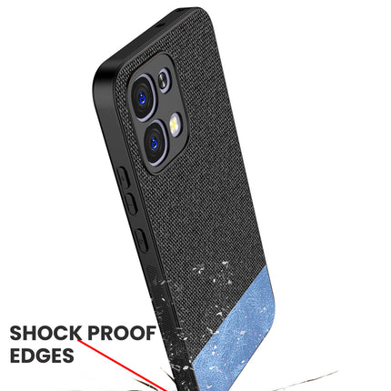 Kapa Soft Fabric & Leather Hybrid Protective Back Cover for Oppo F31 5G | Shockproof Slim Hard Anti Slip Back Case (Black,Blue)