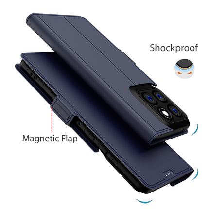 Kapa Noble Slim Magnetic Leather Flip Case Cover for Moto Edge 60 Pro | Card Holder Stand Flip Wallet Case (Blue)
