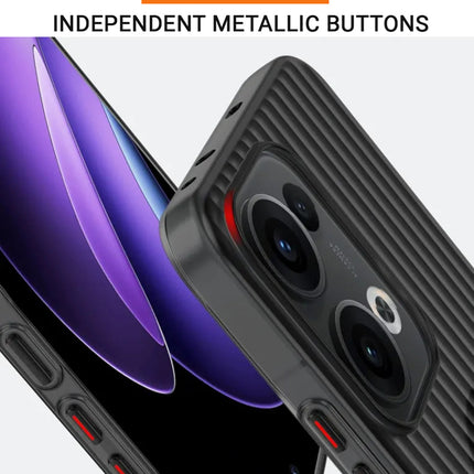 Kapa Matte Wave Grip Back Cover for Oppo Reno 13 Pro 5G | Ultra Slim [With Metal Buttons] Frosted Back Case (Grey) - Mobizang