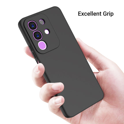 Kapa Matte Protective Lens Flexible Back Cover for Iqoo Z10x 5G / Vivo T4x 5G | Slim Silicone with Soft Lining Shockproof Full Body Bumper Case (Black)