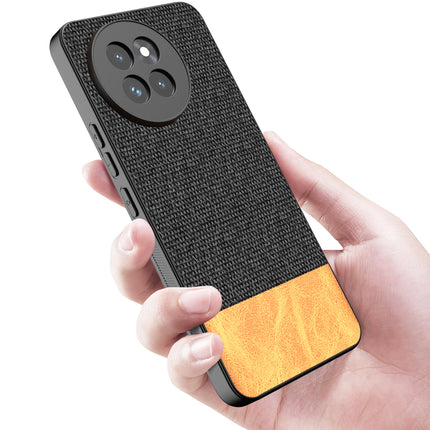 Kapa Soft Fabric & Leather Hybrid Protective Back Cover for Xiaomi 14 Civi | Shockproof Slim Hard Anti Slip Back Case (Black,Brown)