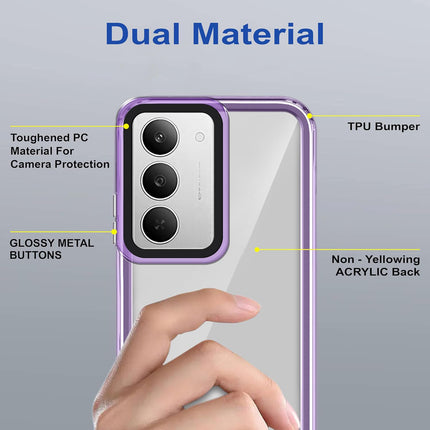 Kapa Warrior Acrylic Clear Back Cover For Realme 14X | Slim Shockproof [Military Grade Protection] Hybrid Bumper Case (Purple Sides)