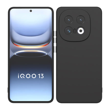 Kapa Matte Protective Lens Flexible Back Cover for Iqoo 13 (5G) | Slim Silicone with Soft Lining Shockproof Full Body Bumper Case (Black) - Mobizang