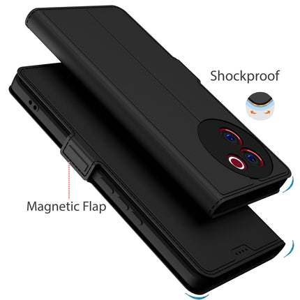 Kapa Noble Slim Magnetic Leather Flip Case Cover for Vivo V30E (5G) | Card Holder Stand Flip Wallet Case (Black) - Mobizang