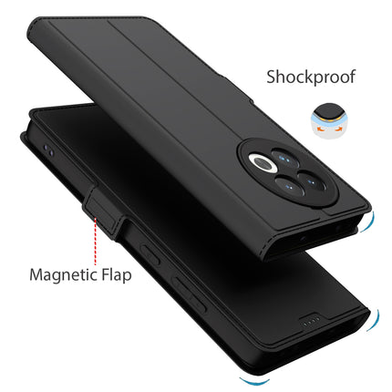 Kapa Noble Slim Magnetic Leather Flip Case Cover for OnePlus 13R | Card Holder Stand Flip Wallet Case (Black) - Mobizang