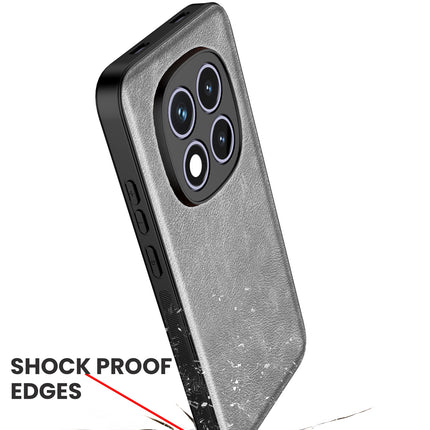 Kapa Tux Leather Back Cover for Redmi Note 15 Pro 5G | Slim Shockproof Camera Protection Bumper Case (Grey) - Mobizang