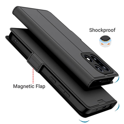 Kapa Noble Slim Magnetic Leather Flip Case Cover for OnePlus 15 | Card Holder Stand Flip Wallet Case (Black)