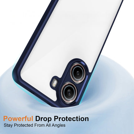 Kapa Hawkeye Clear Slim Tough Back Cover for Poco F7 5G | Camera Lens Protector Anti Yellow Shockproof Clear Hybrid Case Cover (Blue Sides)