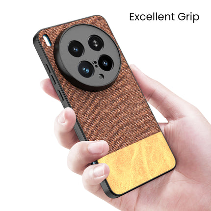 Kapa Soft Fabric & Leather Hybrid Protective Back Cover for Vivo X200 Ultra | Shockproof Slim Hard Anti Slip Back Case (Brown) - Mobizang